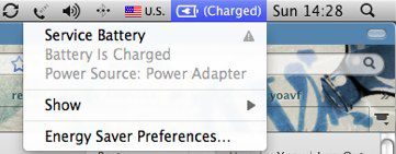 Service Battert notfication for the macbook pro